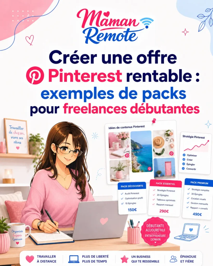 Créer une offre Pinterest rentable : exemples de packs pour freelances débutantes