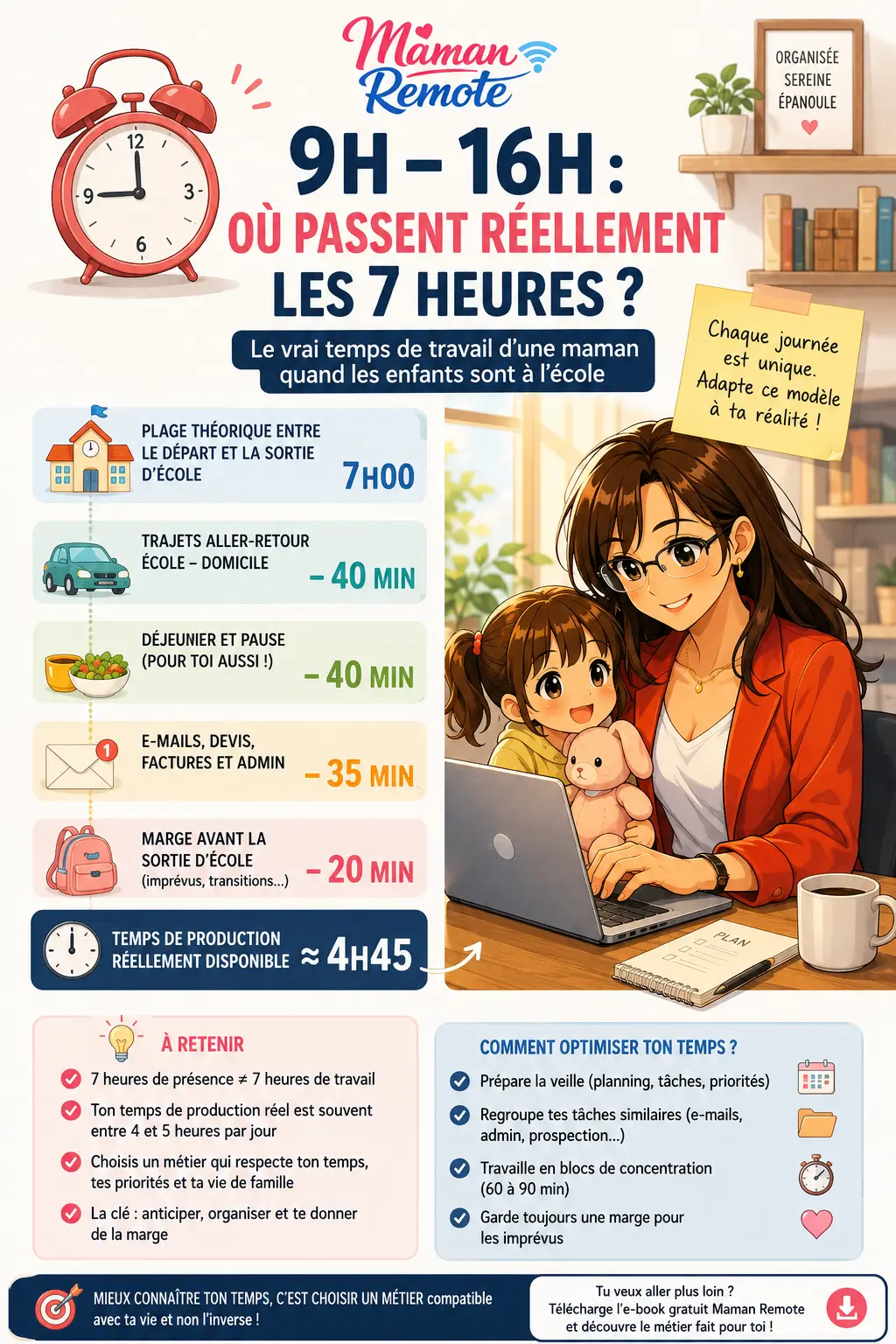 Temps de travail maman pendant école