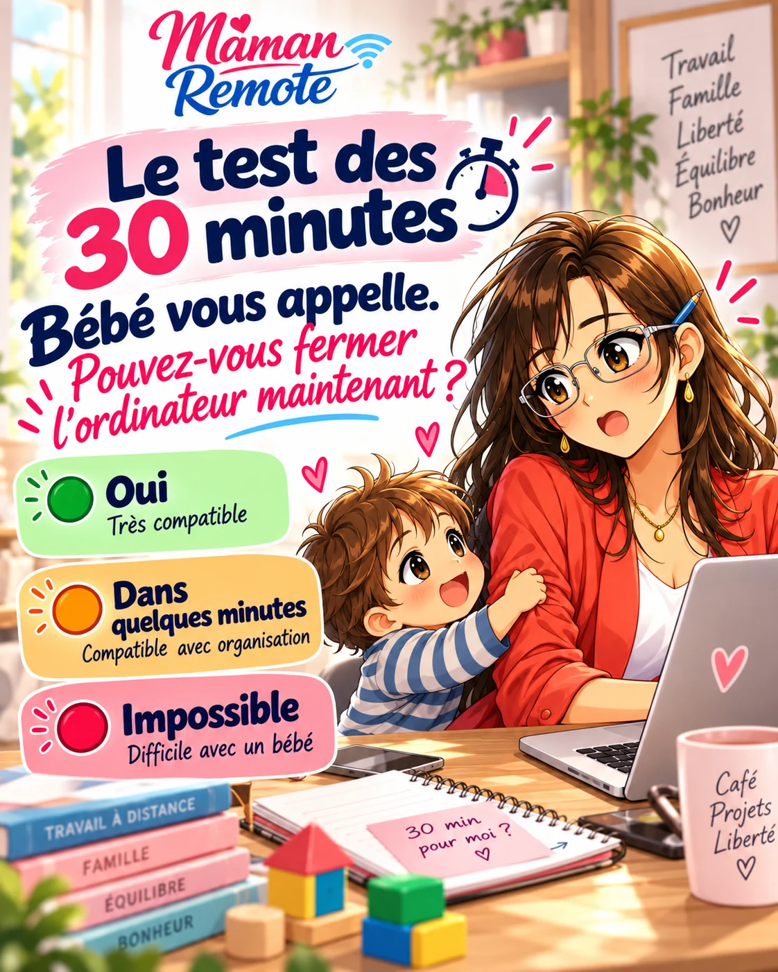 Test des trente minutes : peut-on interrompre son travail quand bébé appelle ?