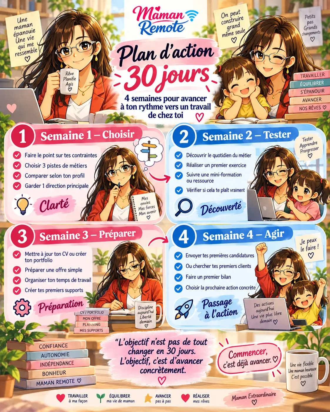 Plan d'action 30 jours pour trouver un travail de chez soi