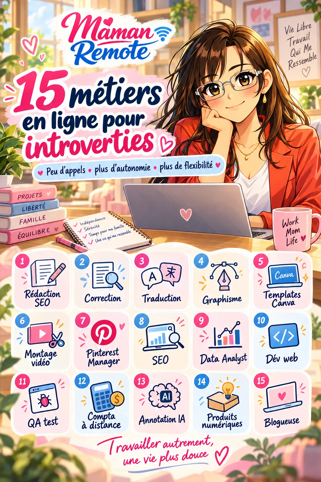 15 métiers en ligne pour introverties avec peu d’appels et plus de flexibilité
