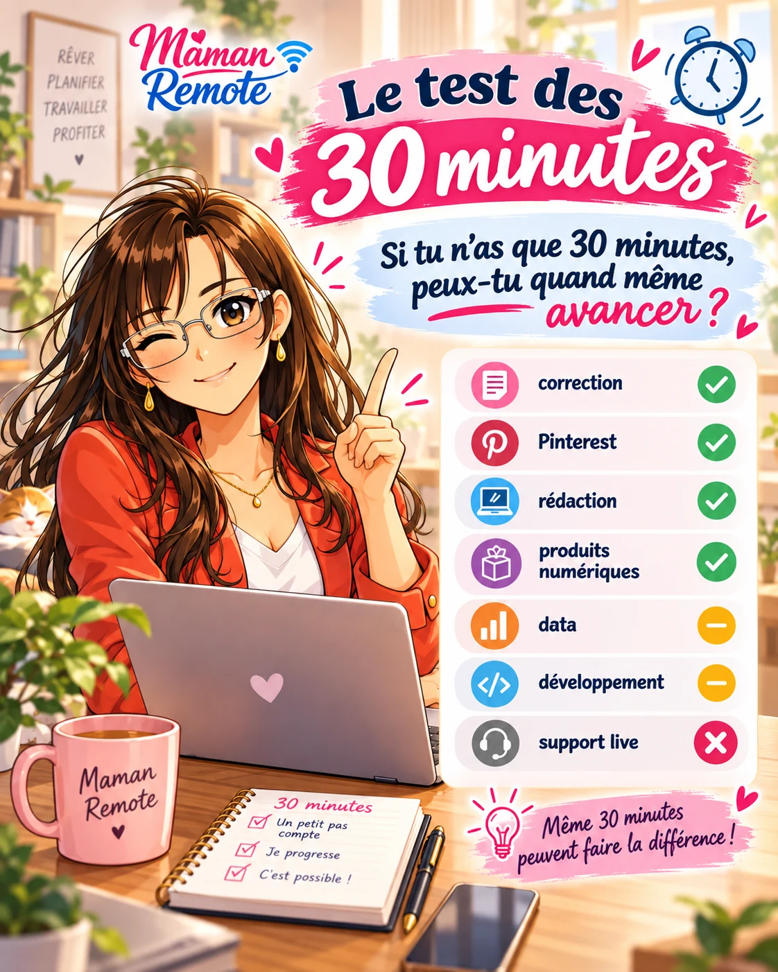 Test des 30 minutes pour choisir un métier compatible avec la vie de maman.